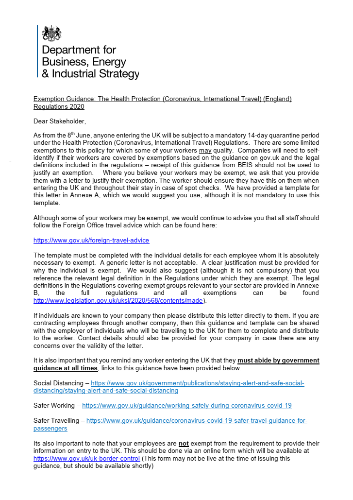 Guidance on border measures and self-quarantining